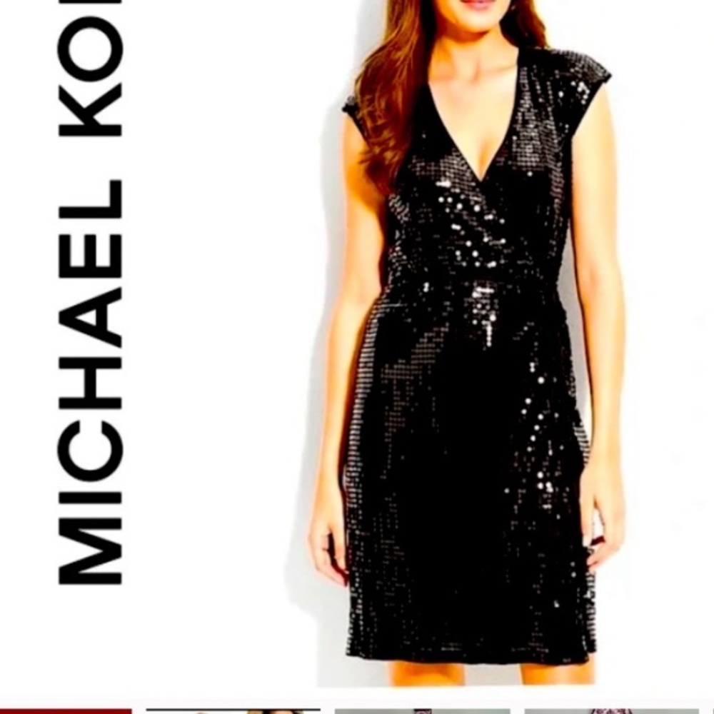 Holiday dress for your up coming special event, black sequins wrap dress .